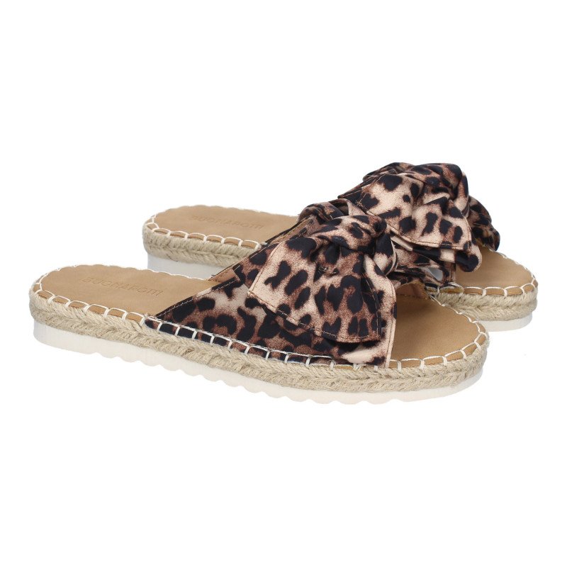 Sandalias planas cómodas para mujer pala con lazo estampado animal FB-5056