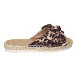 Sandalias planas cómodas para mujer pala con lazo estampado animal FB-5056