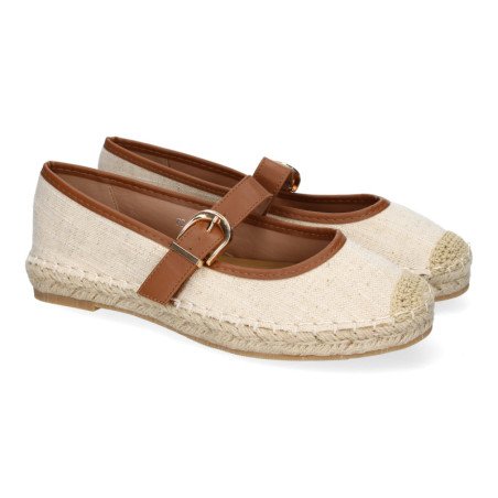 Bailarinas estilo alpargatas en yute para mujer color camel FB-5066