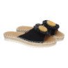 Sandalias planas cómodas para mujer pala flor color negro FB-5198