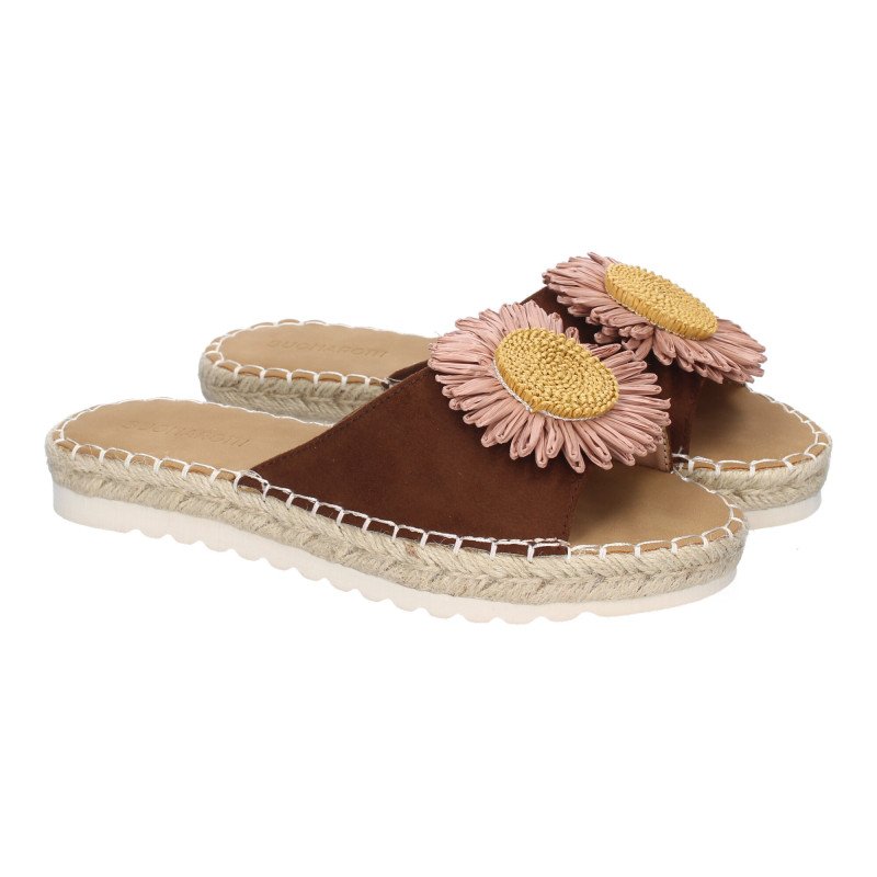 Sandalias planas cómodas para mujer pala flor color rosa FB-5198