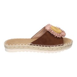 Sandalias planas cómodas para mujer pala flor color rosa FB-5198