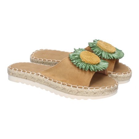 Sandalias planas cómodas para mujer pala flor color verde FB-5198