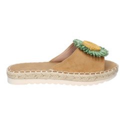 Sandalias planas cómodas para mujer pala flor color verde FB-5198