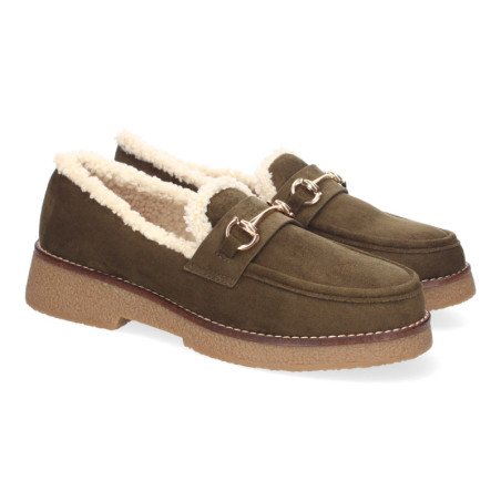 Mocasines de tacón bajo elegantes para mujer color verde FF-3348