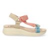 Sandalias planas cómodas velcro para mujer color rojo FF-86