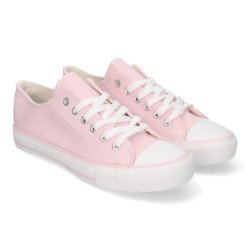Zapatillas planas de lona cómodas para mujer color pink FG-2913