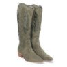 Botas altas tacón bajo estilo campero para mujer color verde FZ23-10