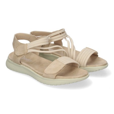 Sandalias planas cómodas cierre velcro mujer color beige FZ23-26
