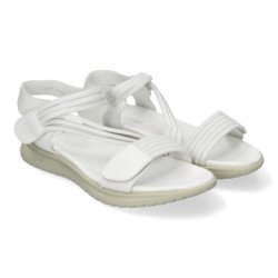 Sandalias planas cómodas cierre velcro mujer color blanco FZ23-26
