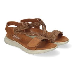 Sandalias planas cómodas cierre velcro mujer color camel FZ23-26