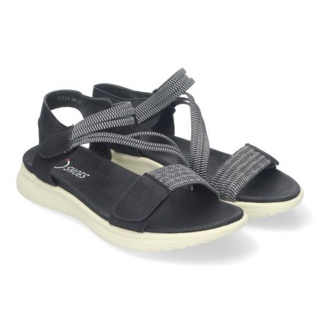 Sandalias planas cómodas cierre velcro mujer color negro FZ23-26