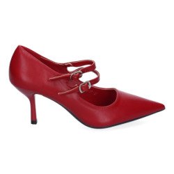 Zapatos de vestir tacón medio fino para mujer color burdeos FZL24-17