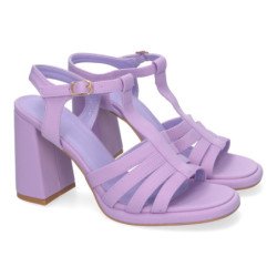 Sandalias de tacón medio de vestir para mujer color lila G2433
