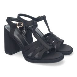 Sandalias de tacón medio de vestir para mujer color negro G2433