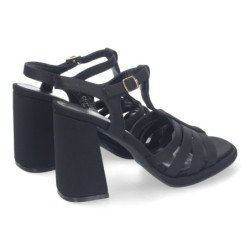Sandalias de tacón medio de vestir para mujer color negro G2433