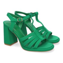 Sandalias de tacón medio de vestir para mujer color verde G2433