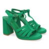 Sandalias de tacón medio de vestir para mujer color verde G2433