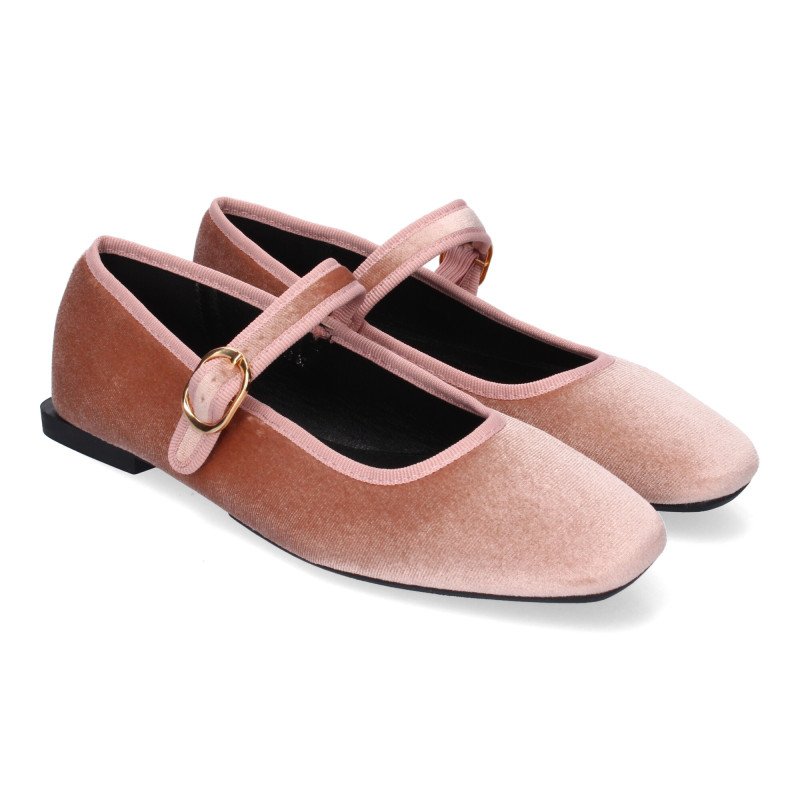 Bailarinas cómodas estilo merceditas mujer color rosa GG-3336