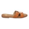 Sandalias planas cómodas broche en pala mujer camel GG-63