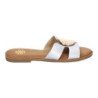 Sandalias planas cómodas broche en pala mujer plata GG-63