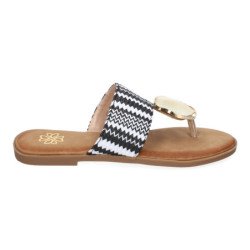 Sandalias planas estilo esclava para mujer color negro GG-72