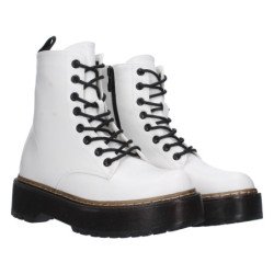 Botas estilo militar con plataforma mujer color blanco GX259