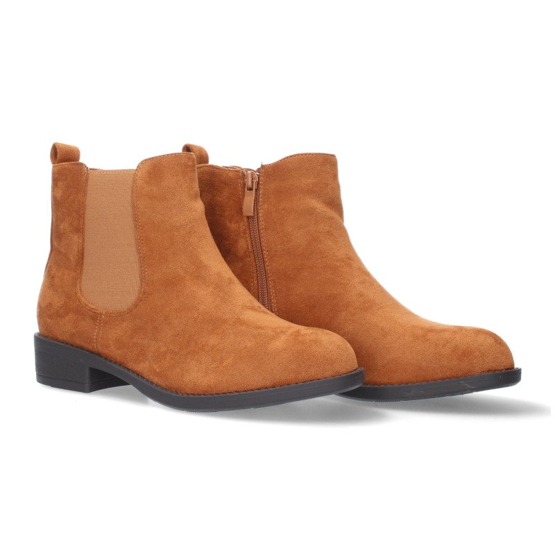 Botines cómods planos para mujer color camel GX260