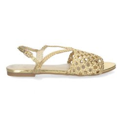 Sandalias doradas planas cómodas para mujer GZ-2Q4