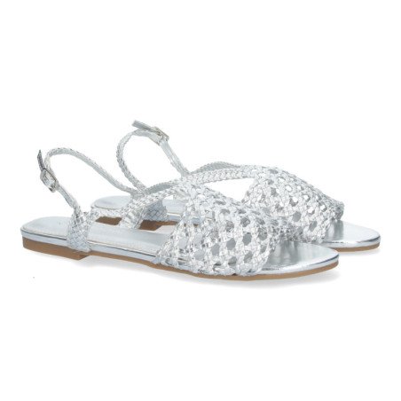 Sandalias plateadas planas cómodas para mujer GZ-2Q4