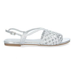 Sandalias plateadas planas cómodas para mujer GZ-2Q4