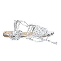 Sandalias plateadas planas cómodas trenzadas para mujer GZ-2Q7