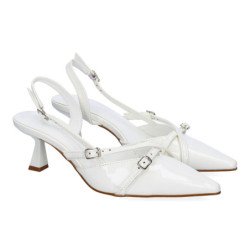 Zapatos de vestir tacón medio para mujer color blanco HD337