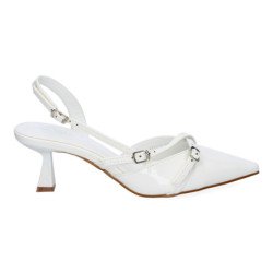 Zapatos de vestir tacón medio para mujer color blanco HD337
