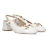 Zapatos de tacón bajo estilo salón para mujer color blanco HF-3082