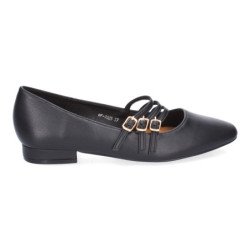 Zapatos de mujer planos estilo merceditas color negro HF-3325