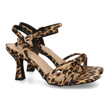 Sandalias de tacón elegante para mujer estampado animal leopardo HF-5136