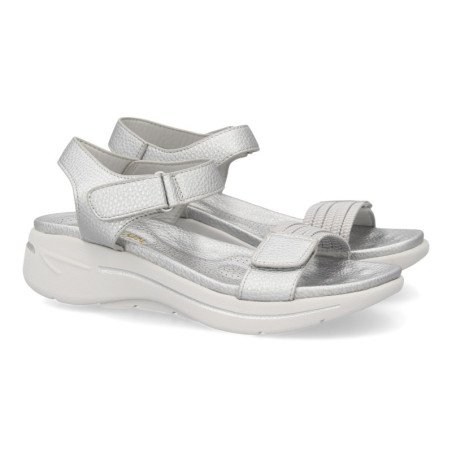Sandalias plateadas planas cómodas para mujer HLS-0691