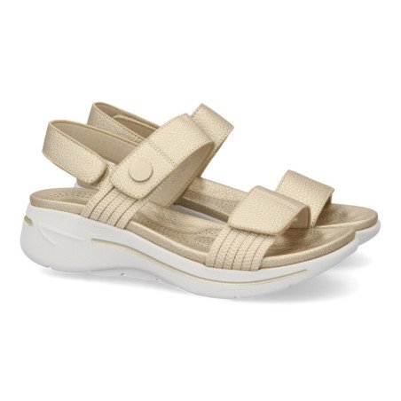 Sandalias doradas planas cómodas para mujer HLS-0692