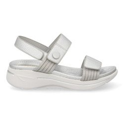 Sandalias plateadas planas cómodas para mujer HLS-0692