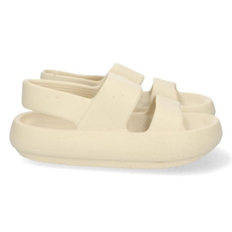 Sandalias planas acolchadas cómodas para mujer color beige HS-04