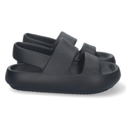 Sandalias planas acolchadas cómodas para mujer color negro  HS-04
