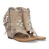 Sandalias planas tipo esclava con flecos para mujer apricot JH-168