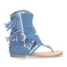Sandalias planas tipo esclava con flecos para mujer azul JH-168