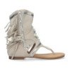 Sandalias planas tipo esclava con flecos para mujer beige JH-168