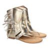 Sandalias doradas planas tipo esclava con flecos para mujer JH-168