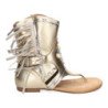 Sandalias doradas planas tipo esclava con flecos para mujer JH-168