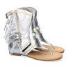 Sandalias plateadas planas tipo esclava con flecos para mujer JH-168