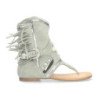 Sandalias planas tipo esclava con flecos para mujer verde JH-168