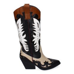 Botas altas estilo campero cowboy para mujer color negro JH24-25